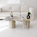 Evelia sculptural coffee table with natural marble veining