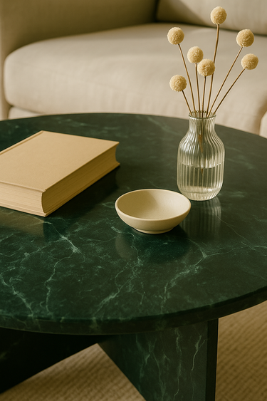 Luxury green marble coffee table for living room