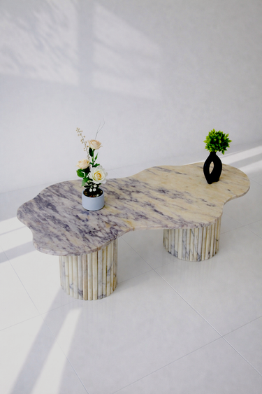 Organic Evelia coffee table in Afyon Sugar Marble