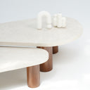 Organic shaped Vionna coffee table set with Crema Noble marble surface