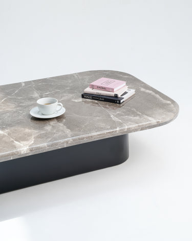 Elyra Coffee Table with black base and marble top