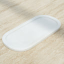 elongated white marble platter with smooth finish