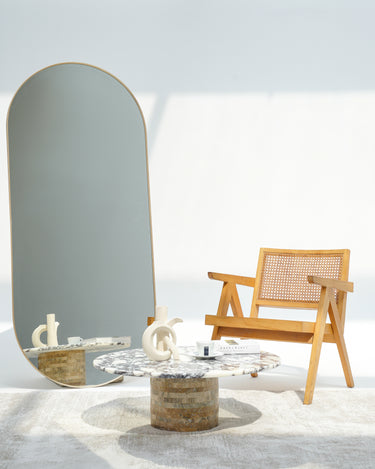 Cavio Calacatta Viola marble coffee table with beige base