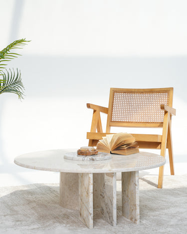 Lorin coffee table with Calcatta Viola marble base