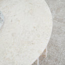 Beige marble coffee table with architectural base design