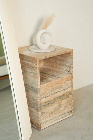 Alvara Italy Travertine Bedside Table