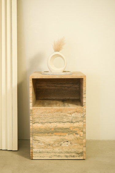 Alvara Italy Travertine Bedside Table