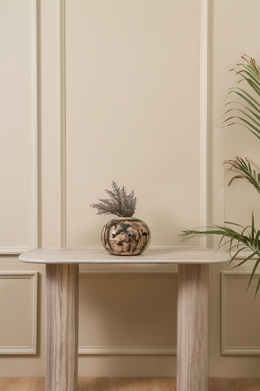 Apra White Wood Marble Console