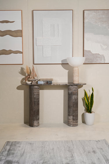 Argenta Silver Travertine Console Table