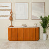 Aurento Volakas Top Wooden Base Buffet Table with Wooden Base and Cabinets