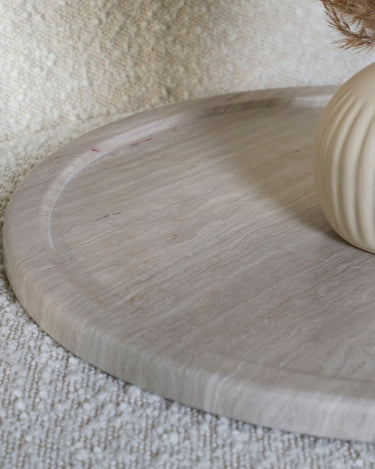 Cira White Wood Marble Platter
