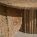 Round travertine nesting coffee tables for living room