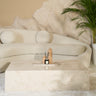 Rectangular beige marble coffee table for modern living room