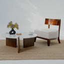 Elvia terrazzo coffee table with painted beech wood base