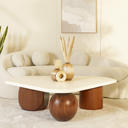 Grava Coffee Table with Wooden Bases Cementitious Top