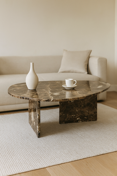 Lila Brown Marble Coffee Table