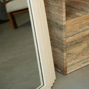 Liliro White Concrete Frame Mirror with Back Stand Arched