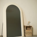 Liliro White Concrete Frame Mirror with Back Stand