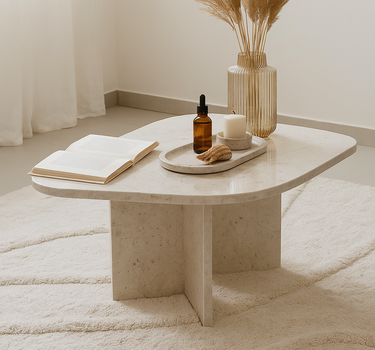 Lovia Beige Marble Coffee Table