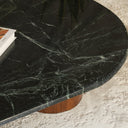 Luxury green marble coffee table with wood pedestal base