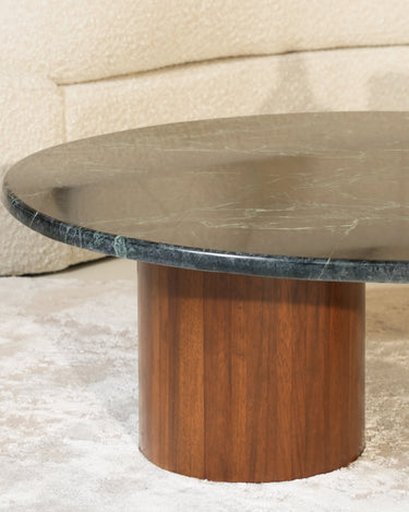 Oval green marble coffee table for modern living room