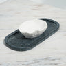 Lumi oval spider green marble platter with recessed centre