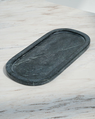 Lumi green marble tray for table styling and serving