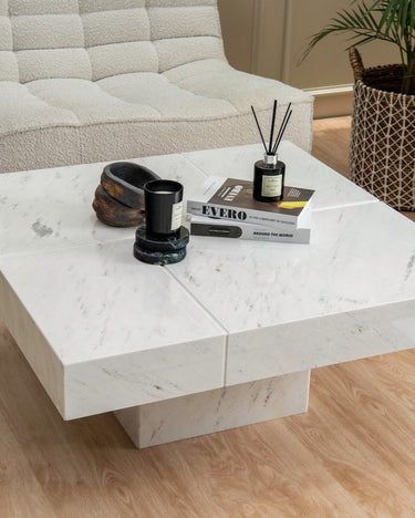 Lumina white Palissandro marble square coffee table
