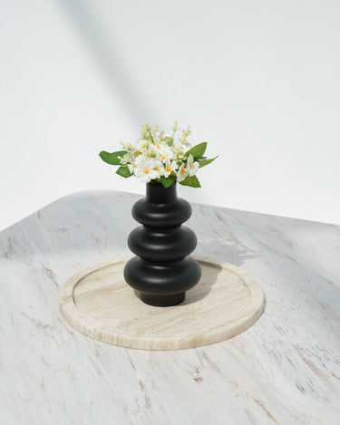 Nell round travertine marble platter with