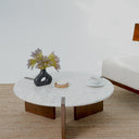 Round Elvia coffee table with terrazzo quartz top