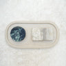Selma oval marble tray with multi stone inlay design