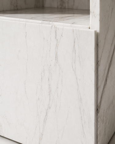 Alira Greek Calacatta Marble Side Table with Drawer