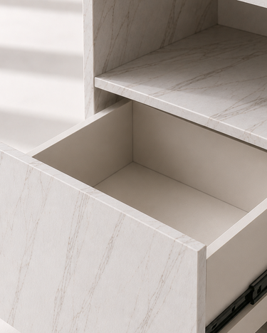 Alira Greek Calacatta Marble Side Table with Drawer