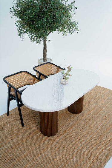 Arina White Volakas Marble Dining Table