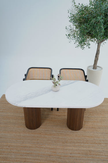 Arina White Volakas Marble Dining Table