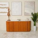 Aurento White Volakas Top Wooden Base Buffet Table
