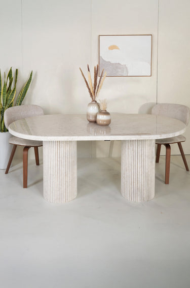 Auri Beige Marble Dining Table
