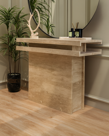 Auri Travertine Marble Console Table