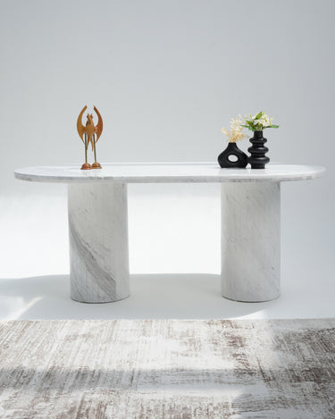 Averis White Volakas Dining Table