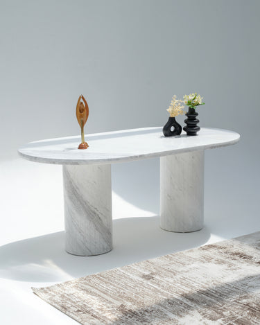 Averis White Volakas Dining Table