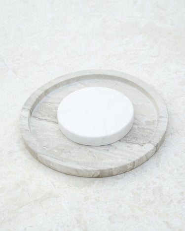 Beatrix White wood Marble Platter