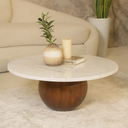 Cala Wooden Base With Volakas Marble Coffee Table
