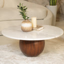 Cala Wooden Base With Volakas Marble Coffee Table