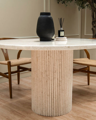 Cela Beige Marble Dining Table