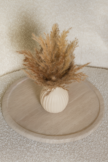Cira White Wood Marble Platter