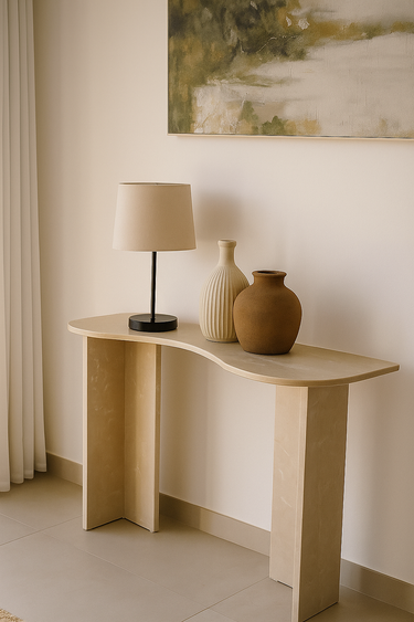 cream console table