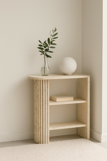 Dina Beige Marble Corner Console Table