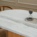 Elora Wooden Base and Volakas Marble Dining Table