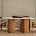 Elora Wooden Base and Volakas Marble Dining Table