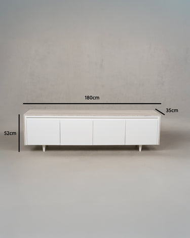 Fioren TV Unit with White Wood Marble Top